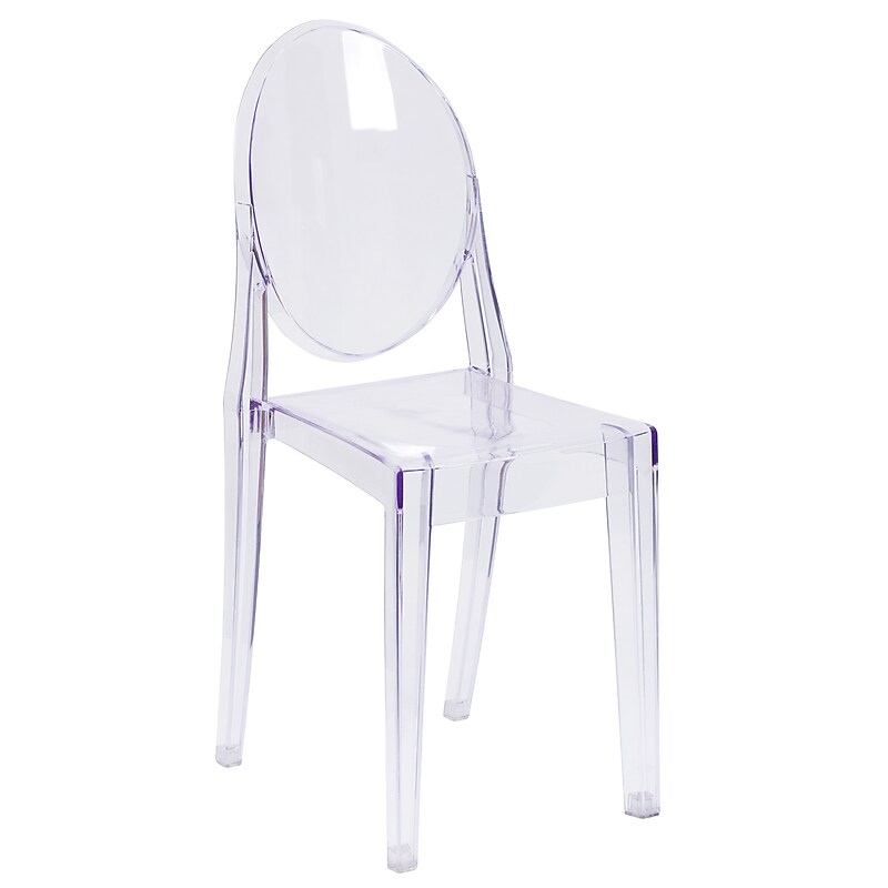 Flash Furniture Cheryl Polycarbonate Ghost Side Chair, Armless, Transparent Crystal (FH111APCCLR) image 1