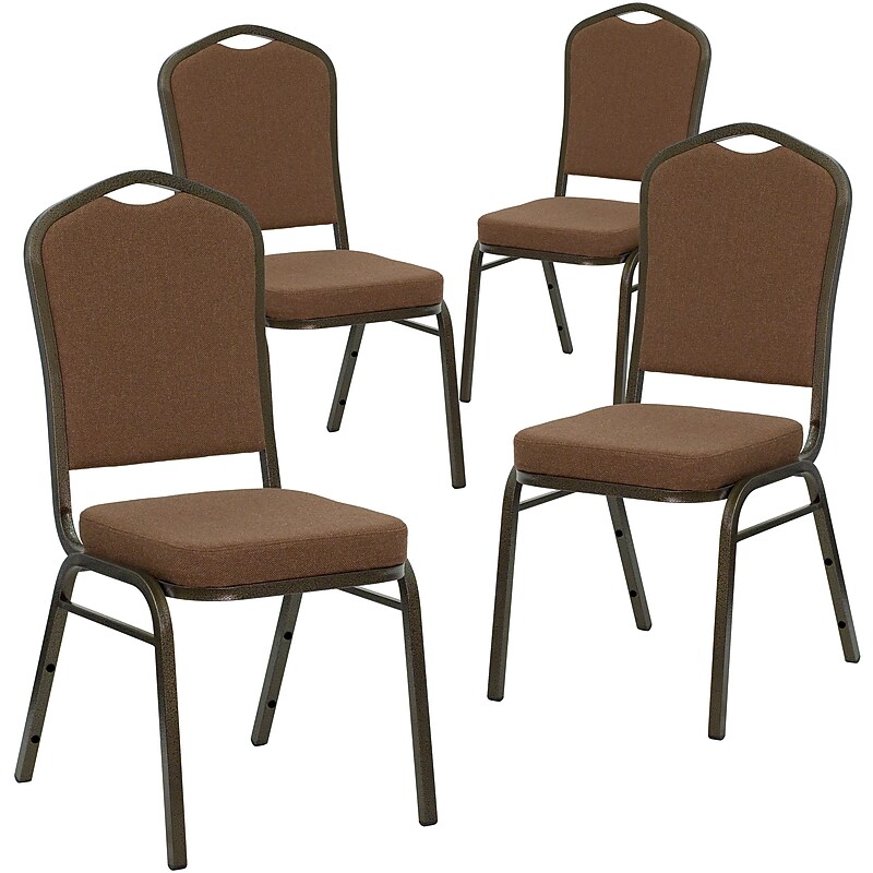 Flash Furniture HERCULES Series Fabric Banquet Stacking Chair, Coffee/Gold Vein Frame, 4 Pack (4NGC01COFFEEGV) image 1