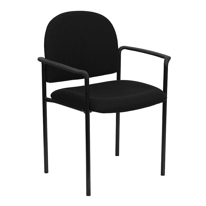Flash Furniture Tiffany Fabric Stackable Side Reception Chair with Arms, Black (BT5161BK) image 1