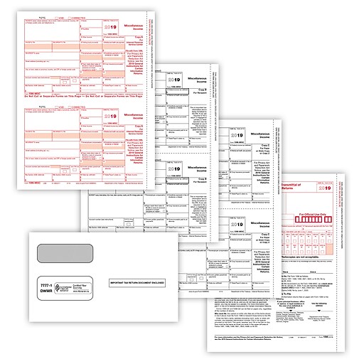 ComplyRight 2019 1099 MISC Tax Forms White Red Black 50 Pack 95914E 