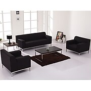 Flash Furniture HERCULES Definity Contemporary Leather Love Seat With Stainless Steel Frame, Black