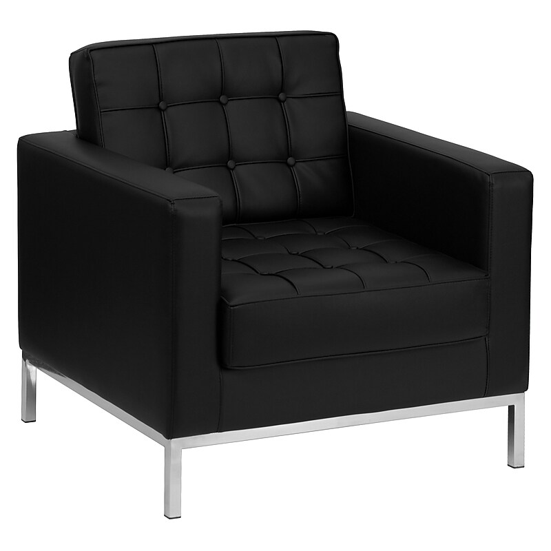 Flash Furniture Hercules Lacey Leather Accent Chair, Black (ZBLACEY8312CHBK) image 1