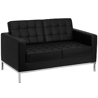 Flash Furniture HERCULES Lacey Series 57" LeatherSoft Loveseat with Stainless Steel Frame, Black (ZBLACEY8312LSBK)