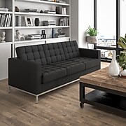 Flash Furniture HERCULES Lacey Contemporary Leather Sofa With Stainless Steel Frame, Black (ZBLACEY8312SOK)