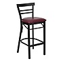 Flash Furniture HERCULES Series Traditional Metal Two-Slat Ladder Back Restaurant Barstool, Black/Burgundy (XU6R9BLADBARBRV)~#|#~sp81130920_sc7