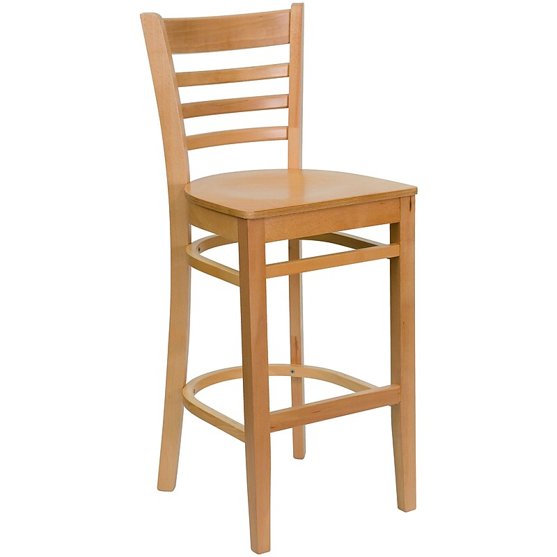 Flash Furniture HERCULES Series Traditional Wood Ladder Back Restaurant Barstool, Natural Wood (XUW05BARNAT) image 1