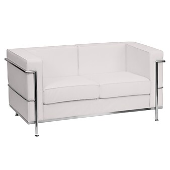 Flash Furniture HERCULES Regal Series 57" LeatherSoft Loveseat with Encasing Frame, Melrose White (ZBREG8102LSWH)