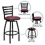 Flash Furniture HERCULES Series Traditional Metal Ladder Back Barstool, Black/Burgundy (XU6F8BLDSWVBGV)~#|#~sp81131009_sc7