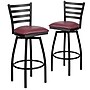 Flash Furniture HERCULES Series Traditional Metal Ladder Back Barstool, Black/Burgundy Seat, 2-Pieces/Pack (2XU6F8BLDSWVBGV)~#|#~sp81131011_sc7