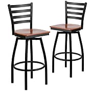 Flash Furniture Traditional Wood Restaurant Swivel Barstool with Back, Cherry, 2-Pieces (2XU6F8BLDSWVCHW)