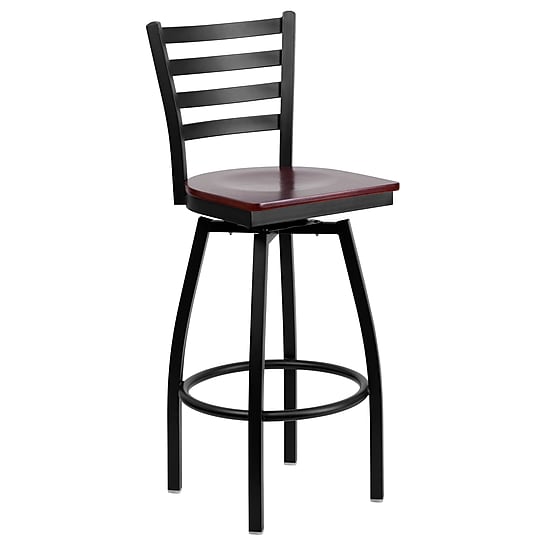 Flash Furniture HERCULES Series Traditional Metal Ladder Back Barstool, Black/Mahogany (XU6F8BLDSWVMAW)~#|#~sp81131018_sc7