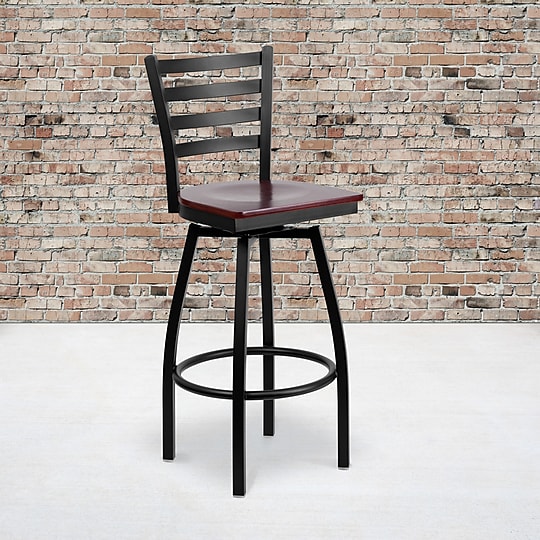 Flash Furniture HERCULES Series Traditional Metal Ladder Back Barstool, Black/Mahogany (XU6F8BLDSWVMAW)~#|#~sp81131023_sc7