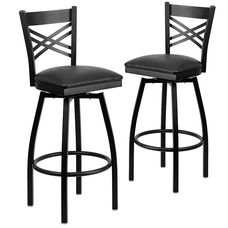 Flash Furniture HERCULES Series Traditional Metal X-Back Barstool, Black/Black Seat, 2-Pieces/Pack (2XU6F8BXSWVBKV) image 1
