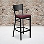 Flash Furniture HERCULES Series Traditional Metal Grid Back Restaurant Barstool, Black/Burgundy (XUDG616GRDBBURV)~#|#~sp81131117_sc7