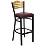 Flash Furniture HERCULES Series Traditional Metal Slat Back Restaurant Barstool, Black/Natural Wood/Burgundy (XU6H3BSLTBARBRV)~#|#~sp81131519_sc7