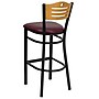 Flash Furniture HERCULES Series Traditional Metal Slat Back Restaurant Barstool, Black/Natural Wood/Burgundy (XU6H3BSLTBARBRV)~#|#~sp81131598_sc7