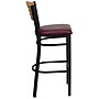 Flash Furniture HERCULES Series Traditional Metal Slat Back Restaurant Barstool, Black/Natural Wood/Burgundy (XU6H3BSLTBARBRV)~#|#~sp81131646_sc7