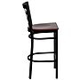 Flash Furniture HERCULES Series Traditional Metal Window Back Restaurant Barstool, Black/Mahogany Wood (XU6R7BWINBARMAW)~#|#~sp81131714_sc7