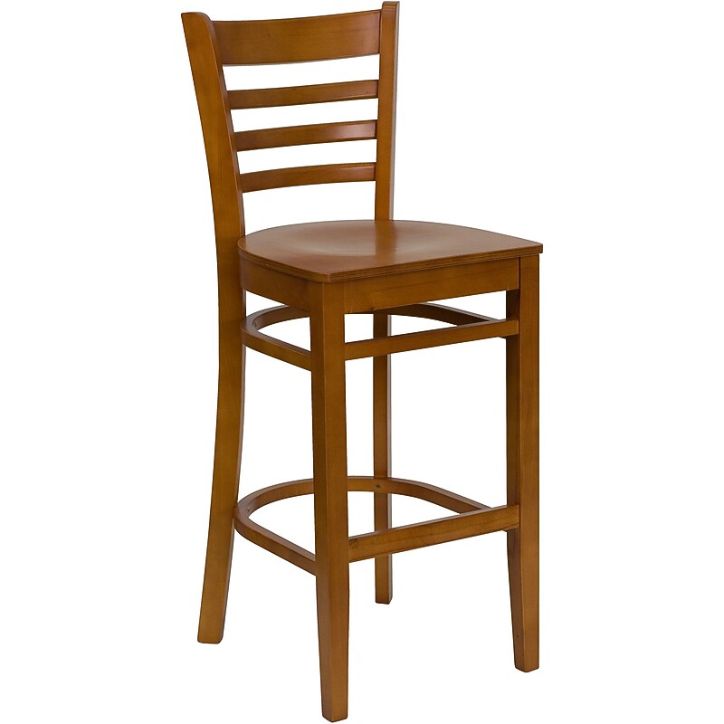 Flash Furniture HERCULES Series Traditional Wood Ladder Back Restaurant Barstool, Cherry Wood (XUW05BARCHY) image 1