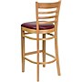 Flash Furniture HERCULES Series Traditional Wood Ladder Back Restaurant Barstool, Natural Wood/Burgundy (XUW05BARNATBRV)~#|#~sp81131751_sc7