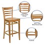 Flash Furniture HERCULES Series Traditional Wood Ladder Back Restaurant Barstool, Natural Wood (XUW05BARNAT)~#|#~sp81131754_sc7