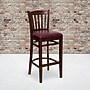 Flash Furniture HERCULES Series Traditional Wood Vertical Slat Back Restaurant Barstool, Mahogany Wood/Burgundy (XUW08BARMAHBRV)~#|#~sp81131774_sc7