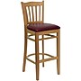 Flash Furniture HERCULES Series Traditional Wood Vertical Slat Back Restaurant Barstool, Natural Wood/Burgundy (XUW08BARNATBRV)~#|#~sp81131783_sc7