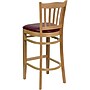 Flash Furniture HERCULES Series Traditional Wood Vertical Slat Back Restaurant Barstool, Natural Wood/Burgundy (XUW08BARNATBRV)~#|#~sp81131786_sc7