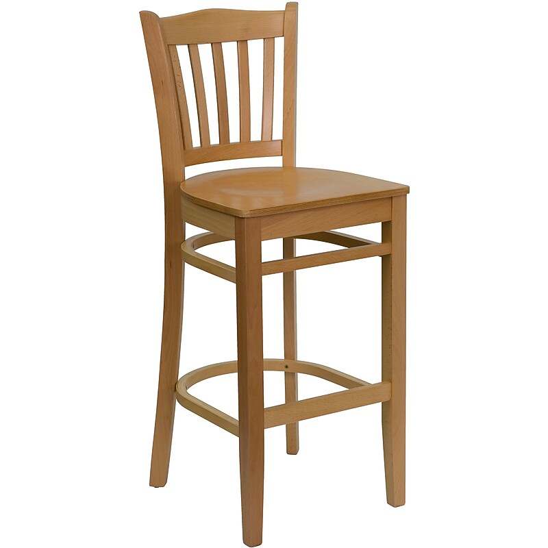 Flash Furniture HERCULES Series Traditional Wood Vertical Slat Back Restaurant Barstool, Natural Wood (XUW08BARNAT) image 1