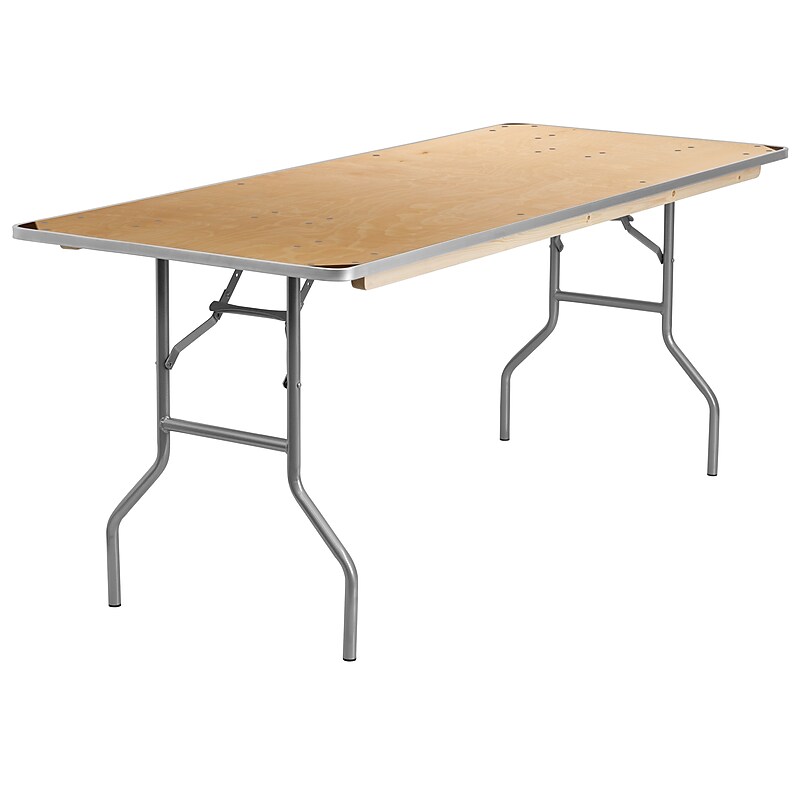 Flash Furniture Fielder Folding Table, 72" x 30", Birchwood (XA3072BIRCHM) image 1