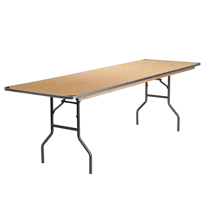 Flash Furniture Fielder Folding Table, 96" x 30", Birchwood (XA3096BIRCHM) image 1