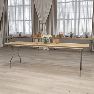 Flash Furniture Fielder Folding Table, 96" x 30", Birchwood (XA3096BIRCHM)