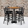 Flash Furniture 30'' Square Table Set W/4 Ladder Back Metal Bar Stools, Natural/Black (MD0012)~#|#~sp81131910_sc7