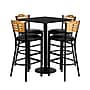 Flash Furniture 30'' Square Table Set W/4 Wood Slat Back Metal Bar Stools, Black (MD0019)~#|#~sp81131915_sc7