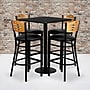 Flash Furniture 30'' Square Table Set W/4 Wood Slat Back Metal Bar Stools, Black (MD0019)~#|#~sp81131916_sc7