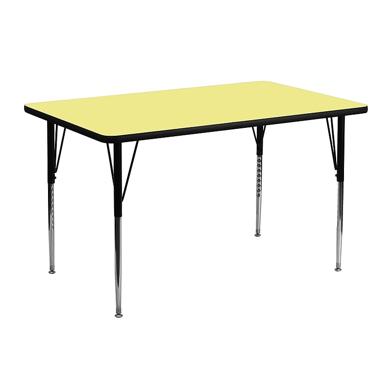 Flash Furniture Wren Rectangular Activity Table, 24" x 48", Height Adjustable, Yellow (XUA2448RECYELTA) image 1