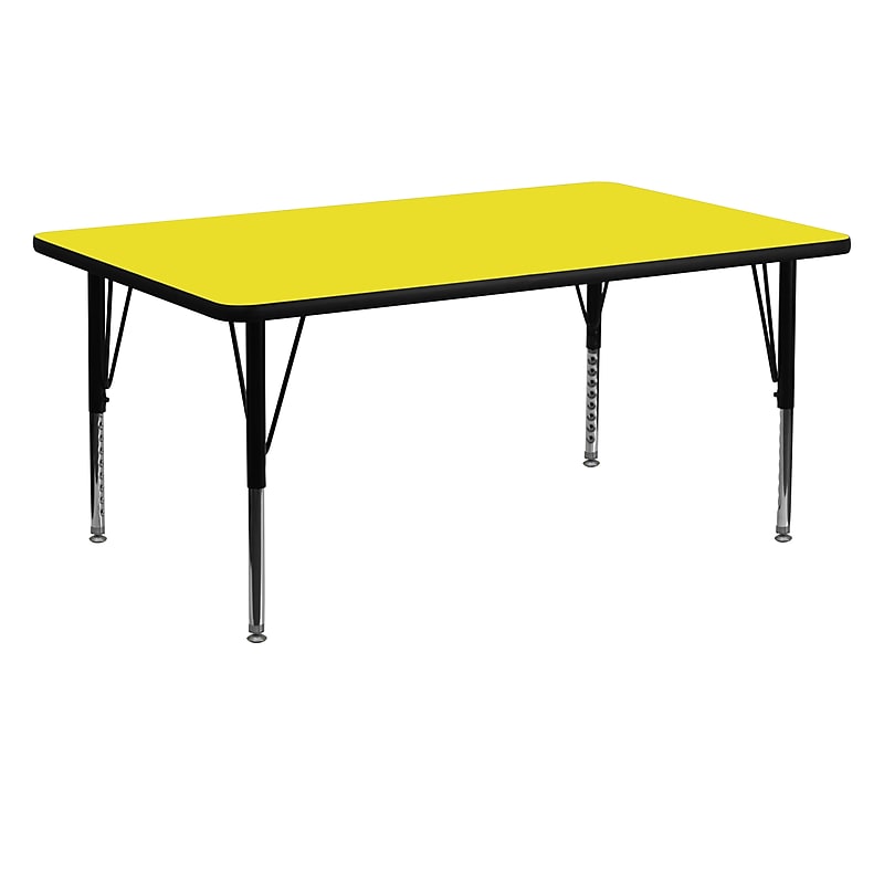 Flash Furniture Wren Rectangular Activity Table, 24'' x 60", Height Adjustable, Yellow (XUA2460RECYELHP) image 1