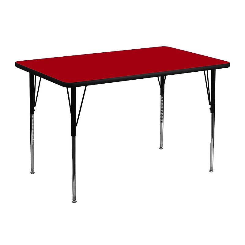 Flash Furniture Wren Rectangular Activity Table, 30'' x 48'', Height Adjustable, Red (XUA3048RECREDTA) image 1