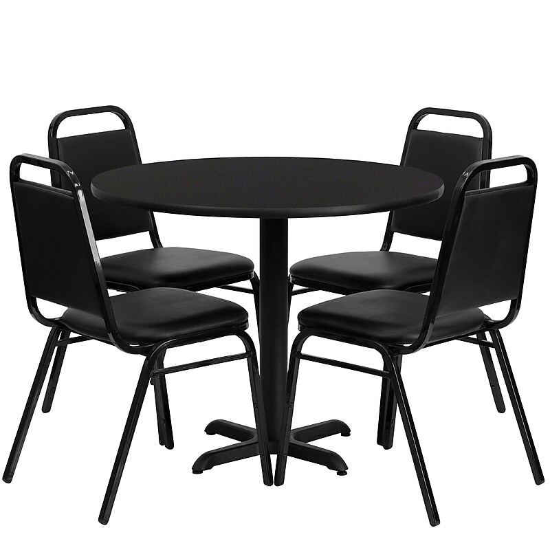 Flash Furniture Carlton 5-Piece 36'' Round Laminate Table and Chair Set, Black/Black (HDBF1001) image 1