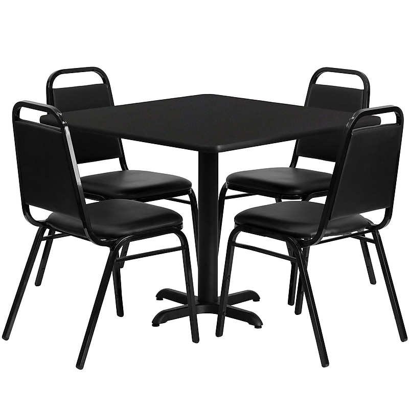 Flash Furniture Carlton 5-Piece Laminate Table and Chair Set, 36" x 36", Black (HDBF1009) image 1