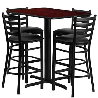 Flash Furniture 24''Wx42''L X-Base Rectangular Table Set W/4 Ladder Back Bar Stools (HDBF1018)