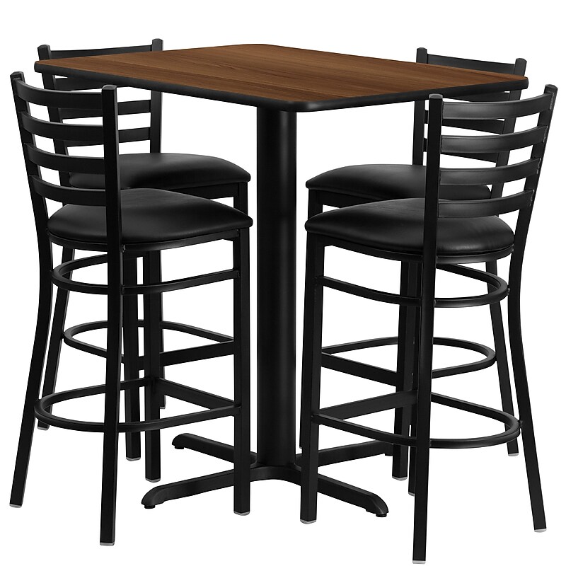 Flash Furniture 24''Wx42''L X-Base Rectangular Table Set W/4 Ladder Back Bar Stools (HDBF1020) image 1