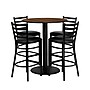 Flash Furniture 36'' Round Table Set W/4 Ladder Back Metal Bar Stools, Walnut /Black (MD0011)~#|#~sp81132109_sc7