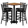 Flash Furniture 30'' Square Table Set W/4 Ladder Back Metal Bar Stools, Natural/Black (MD0012)~#|#~sp81132139_sc7