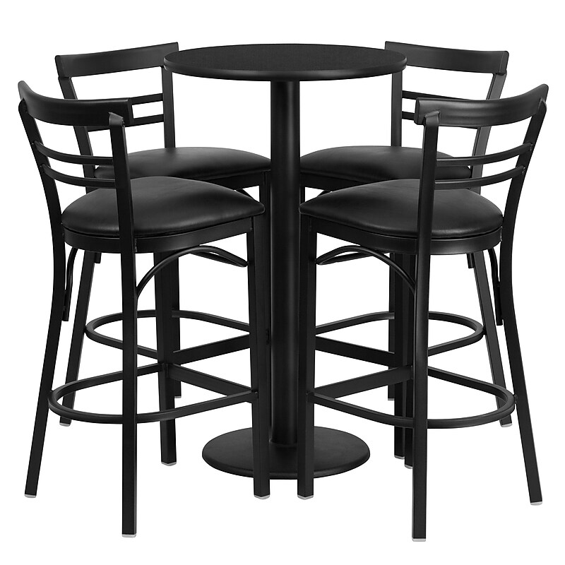Flash Furniture 24'' Round Table Set W/4 Ladder Back Bar Stools (RSRB1033) image 1