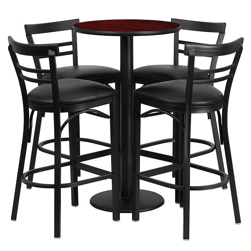 Flash Furniture 24'' Round Table Set W/4 Ladder Back Bar Stools (RSRB1034) image 1