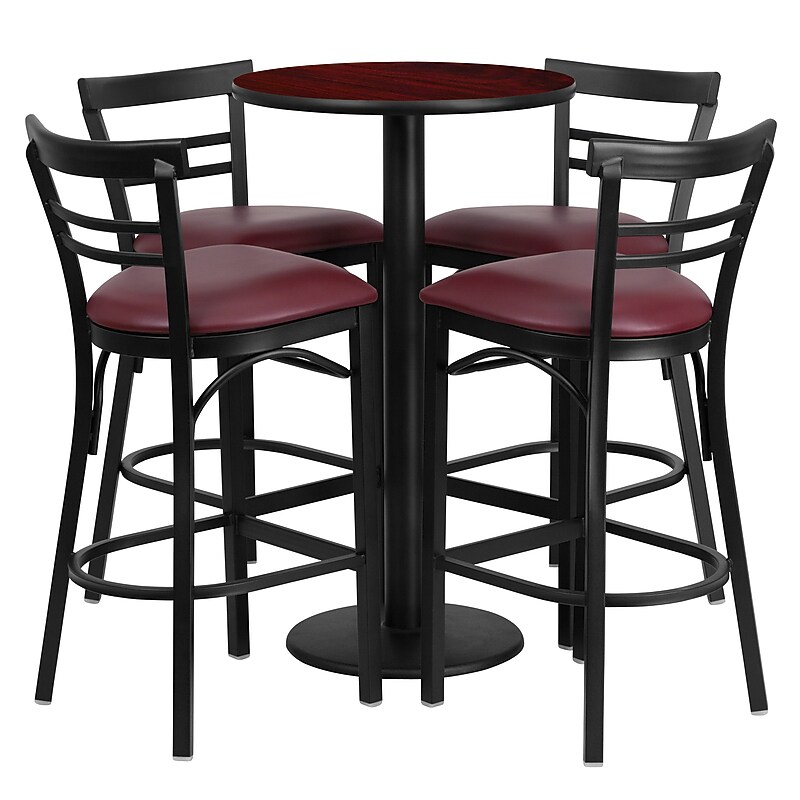 Flash Furniture 24'' Round Table Set W/4 Ladder Back Bar Stools (RSRB1038) image 1
