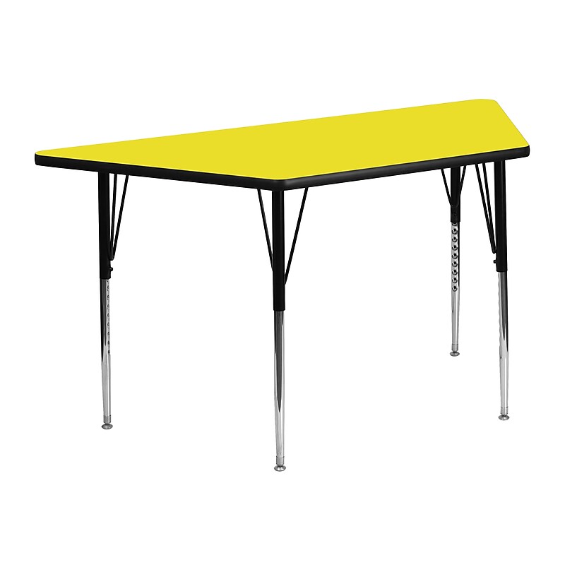 Flash Furniture Wren Trapezoid Activity Table, 22.5" x 45", Height Adjustable, Yellow (XUA2448TRPYELHA) image 1