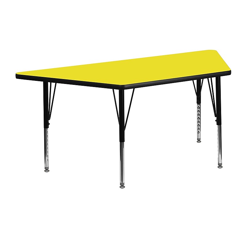 Flash Furniture Wren Trapezoid Activity Table, 22.5" x 45", Height Adjustable, Yellow (XUA2448TRPYELHP) image 1