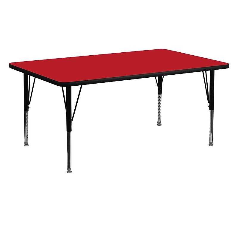 Flash Furniture Wren Rectangular Activity Table, 24'' x 60", Height Adjustable, Red (XUA2460RECREDHP) image 1
